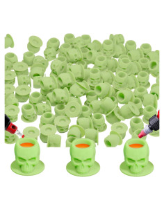 Tazas de Tinta para Tatuajes OZER 200pcs Silicona Verde Calavera