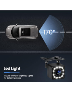 Cámara de visión trasera HD EKAT 170 con 12 LED nocturna 2