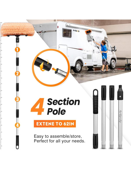 Cepillo de Lavado de Autos ARTIPOLY 30 cm con Mango 165 cm