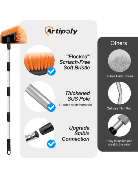 Cepillo de Lavado de Autos ARTIPOLY 30 cm con Mango 165 cm