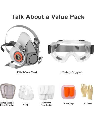 Media Máscara de Protección BAOMAO con Filtros y Accesorios