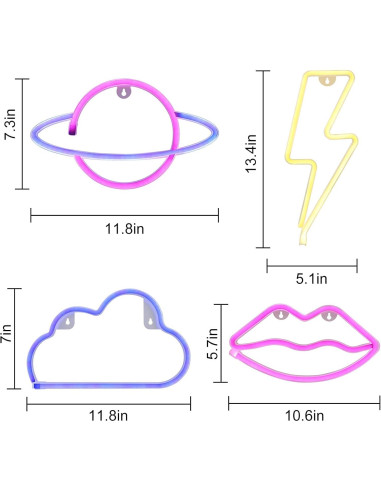 4 Pcs Luces de Noche Neón ZYP - Decoración Moderna LED