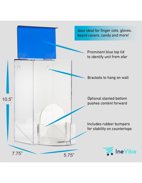 Soporte de Almacenamiento Acrílico IneVibe 26.67cm con Tapa Azul