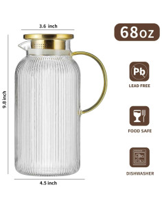 Pack 2 Jarras de Vidrio Buaic 2L con Tapa Acero Inoxidable 2