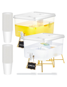Paquete 2 Dispensadores de Bebidas 13L Sunnychicc con 60 Vasos