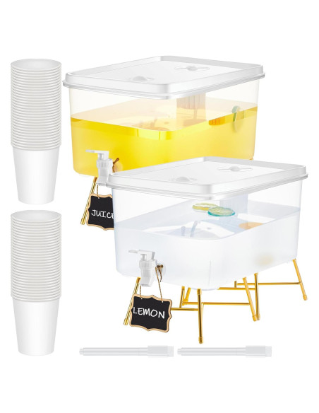 Paquete 2 Dispensadores de Bebidas 13L Sunnychicc con 60 Vasos