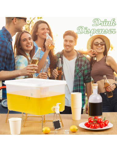 Paquete 2 Dispensadores de Bebidas 13L Sunnychicc con 60 Vasos