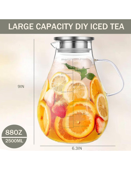 Jarra de vidrio Liuruiyu 2500ml con tapa a prueba de fugas Jarra de vidrio Liuruiyu 2500ml con tapa a prueba de fugas