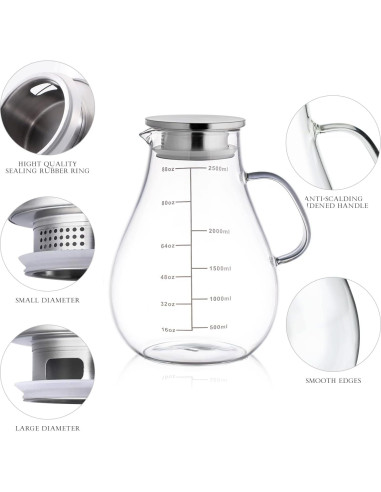 Jarra de vidrio Liuruiyu 2500ml con tapa a prueba de fugas