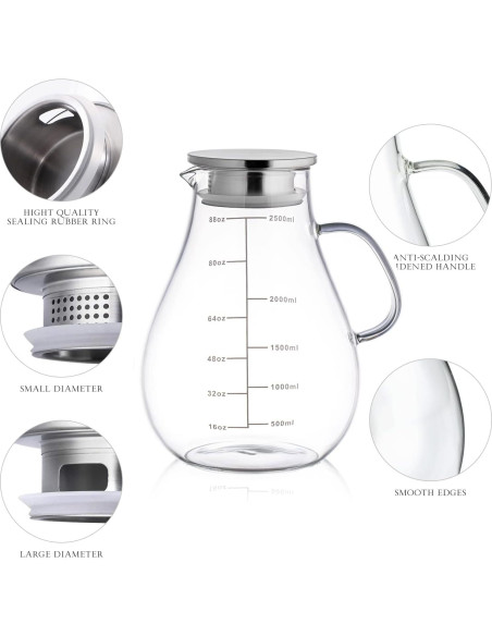 Jarra de vidrio Liuruiyu 2500ml con tapa a prueba de fugas Jarra de vidrio Liuruiyu 2500ml con tapa a prueba de fugas