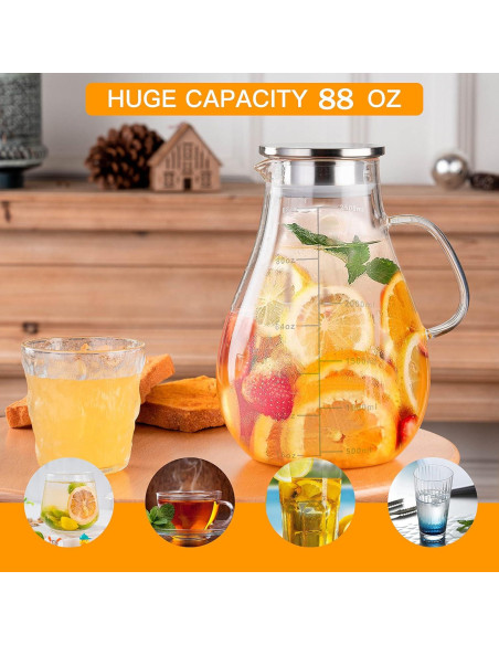 Jarra de vidrio Liuruiyu 2500ml con tapa a prueba de fugas Jarra de vidrio Liuruiyu 2500ml con tapa a prueba de fugas