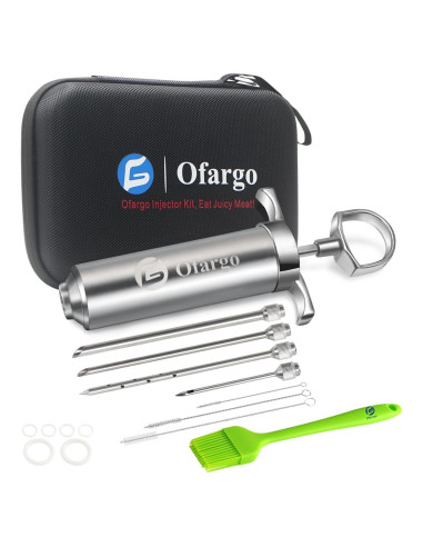 Jeringa de Inyección de Carne Ofargo 2 oz con 4 Agujas y Estuche