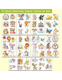 Tatuajes Temporales Acuarelados para Niños Hohamn - 10 Hojas 2