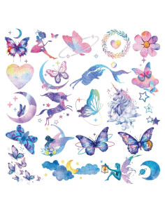 Tatuajes Temporales Brillantes Hohamn - 12 Hojas Mariposa Luna