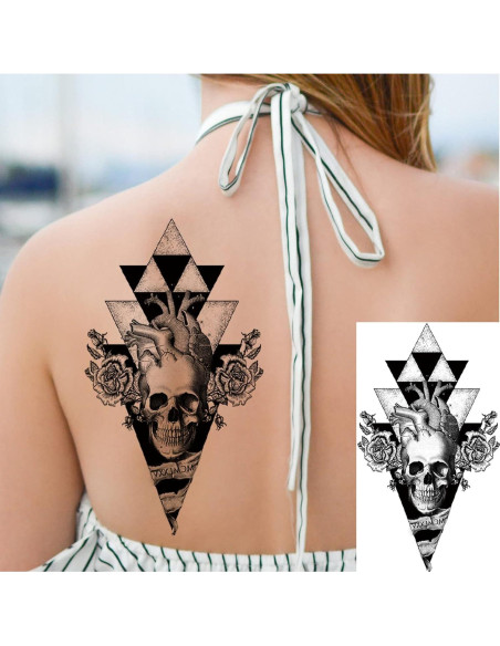 10 Hojas Tatuajes Temporales Calaveras y Flores Briyhose