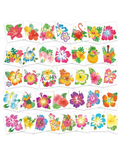 Tatuajes Temporales de Hibisco HOWAF - 72 Piezas Brillantes