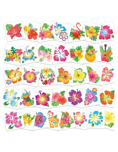 Tatuajes Temporales de Hibisco HOWAF - 72 Piezas Brillantes