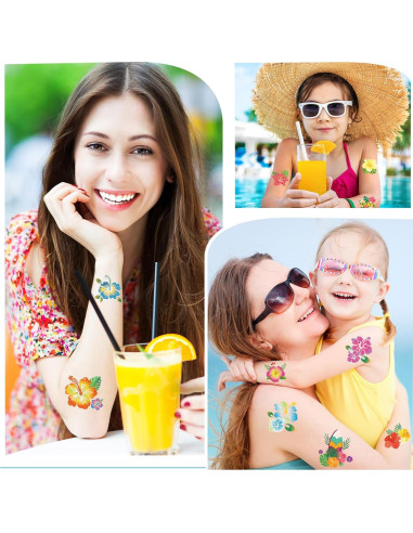 Tatuajes Temporales de Hibisco HOWAF - 72 Piezas Brillantes