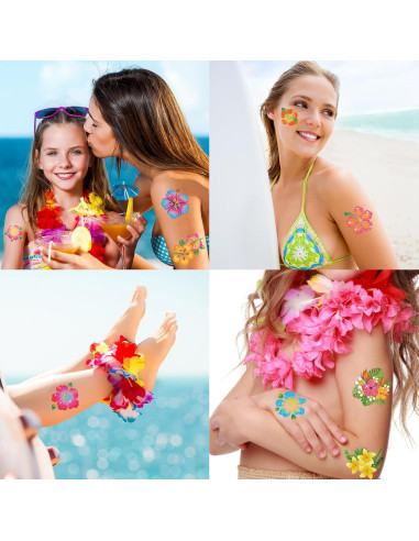 Tatuajes Temporales de Hibisco HOWAF - 72 Piezas Brillantes
