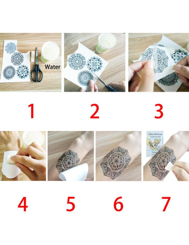 Tatuajes Temporales Glaryyears 8 Hojas Diseño Floral Grande