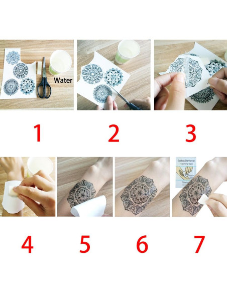 Tatuajes Temporales Glaryyears 8 Hojas Diseño Floral Grande