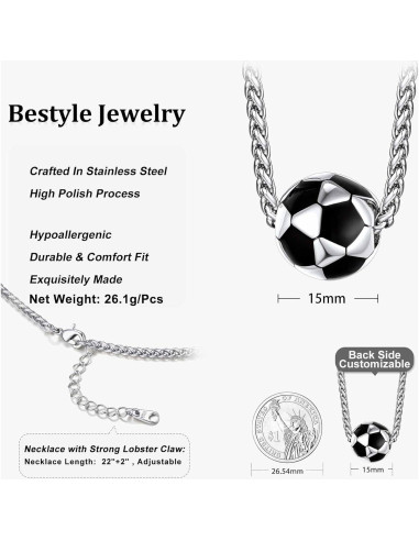 Collar de Acero Inoxidable para Hombre Bestyle - Balón de Fútbol