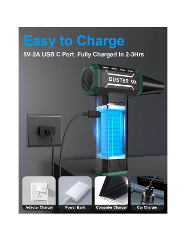 Soplador de Aire Comprimido EOUMJE W08 Verde 150,000RPM