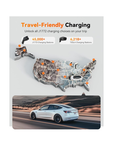 Adaptador Cargador J1772 a Tesla WOLFBOX 80A 240V Portátil