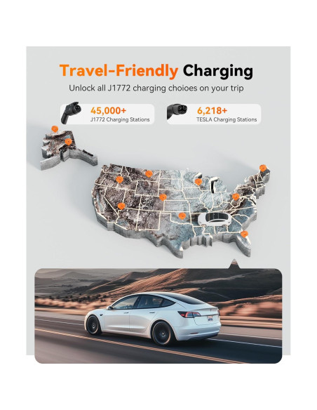 Adaptador Cargador J1772 a Tesla WOLFBOX 80A 240V Portátil