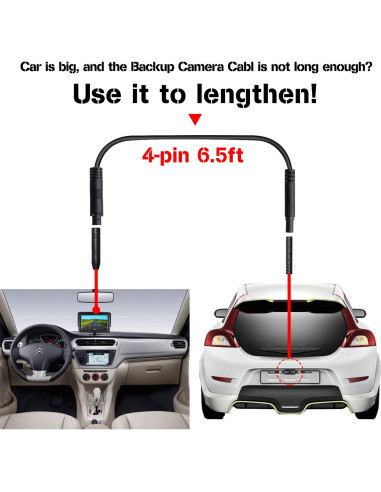 Cable de Extensión 4 Pines YiePhiot 2m para Cámara de Respaldo