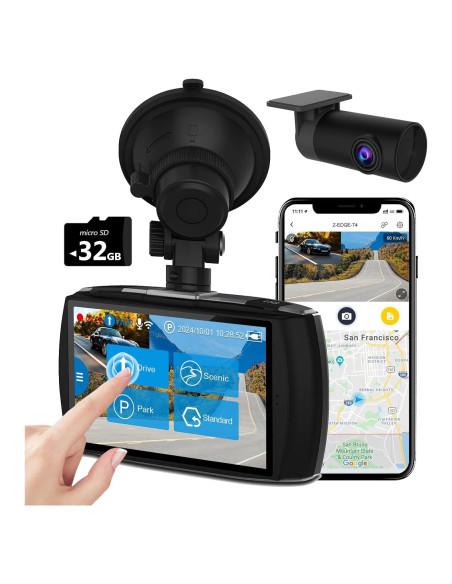 Cámara de tablero Z-Edge T4 Dual 4K 2K+1080P WiFi