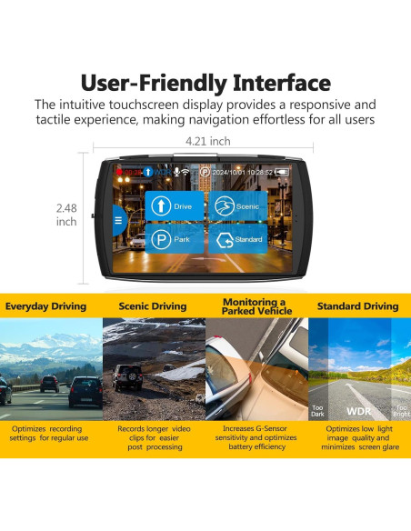 Cámara de tablero Z-Edge T4 Dual 4K 2K+1080P WiFi