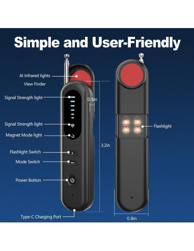 Detector de Cámaras Ocultas OneBird T01 - Detección 1MHz a 6.5GHz