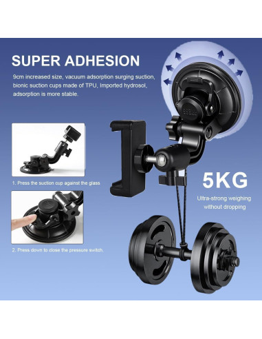 Soporte de Ventosa para Coche JOLOESLOS con Adaptador y Clip