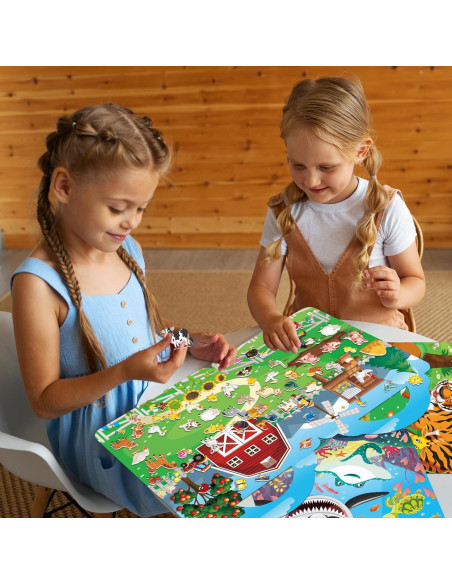 Paquete de 4 Libros de Calcomanías 3D Reutilizables Elfew