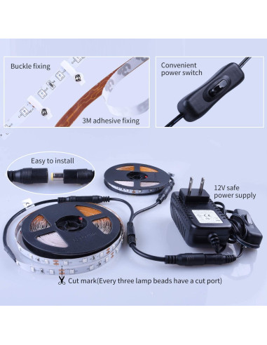 Tira de Luz Negra LED 12V 12m 720 LEDs Flexible YYT