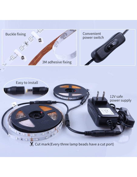 Tira de Luz Negra LED 12V 12m 720 LEDs Flexible YYT