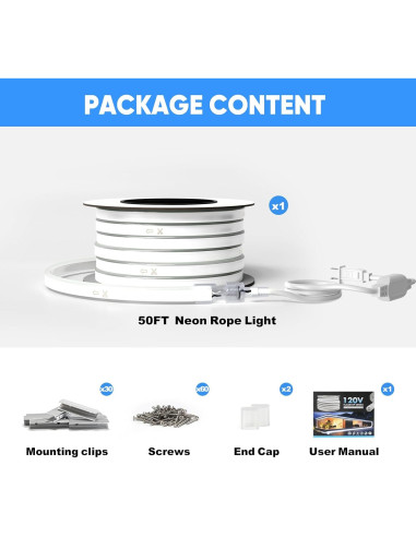 Tira de Neón LED KANAYA 15M Cálido Blanco 2800K IP65