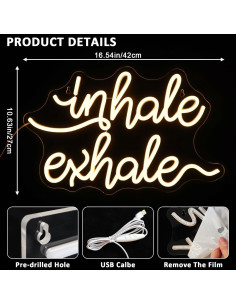 Letrero Neón Inhala Exhala LED Dimmable 37.5x32.5cm 2