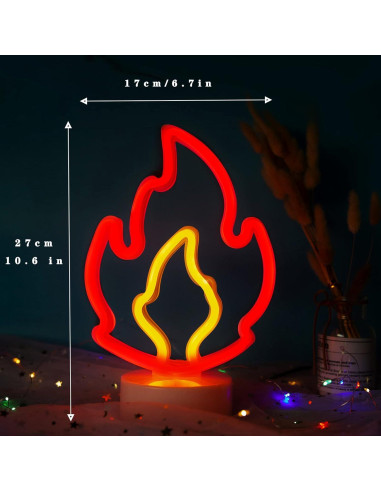 Lámpara LED de Neón Flame WIOSOUL 17x27 cm USB/Batería