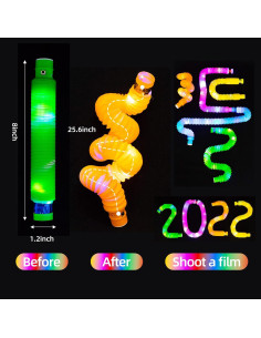 Tuberías Fidget Pop Iluminadas DJBoomy - 12 Pzs Brillantes 2