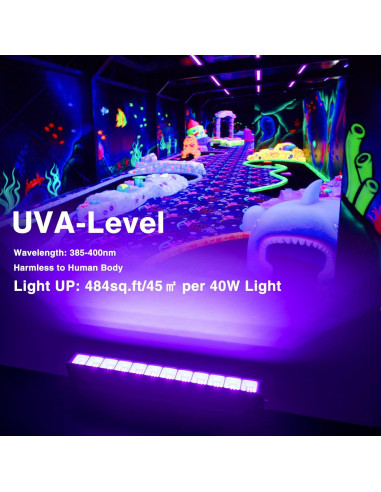 Barra de Luz Negra 40W Atfoyer 4PCS, Ilumina 44.9 m