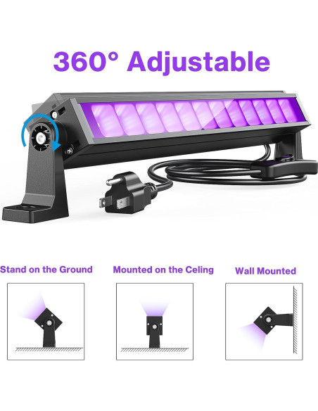 Barra de Luz Negra 40W Atfoyer 4PCS, Ilumina 44.9 m