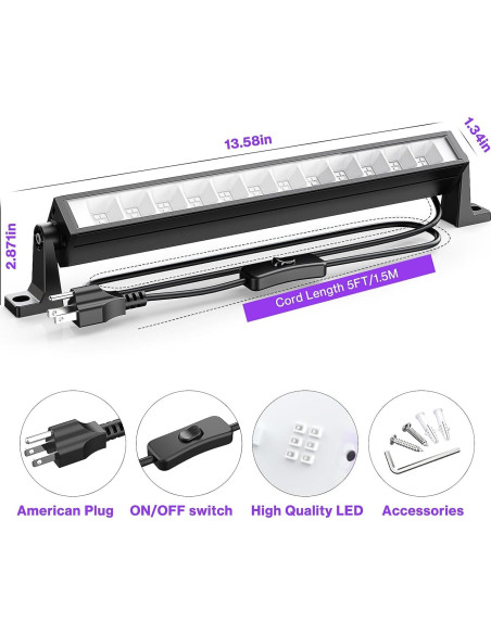 Barra de Luz Negra 40W Atfoyer 4PCS, Ilumina 44.9 m