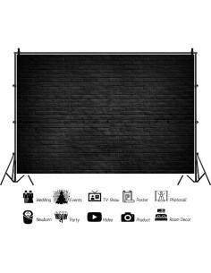 Fondo de Fotografía 12x10ft DORCEV Ladrillo Negro Vintage 2