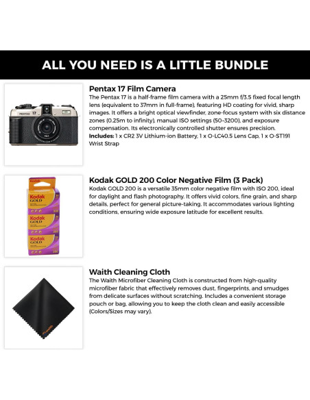 Cámara Compacta Pentax 17 con Lente 25mm F3.5 y Película Kodak