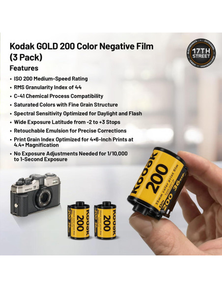 Cámara Compacta Pentax 17 con Lente 25mm F3.5 y Película Kodak