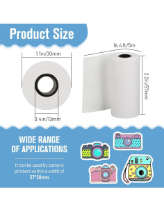 20 Rollos de Papel Térmico Fotográfico Gersoniel 57x30mm 2