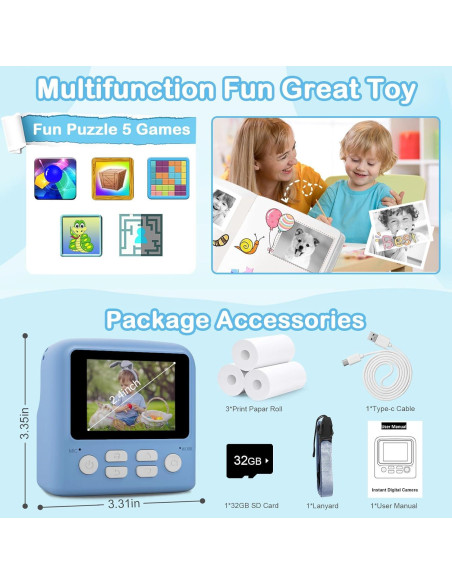 Cámara Instantánea Digital Yisdo para Niños 2.4" Azul