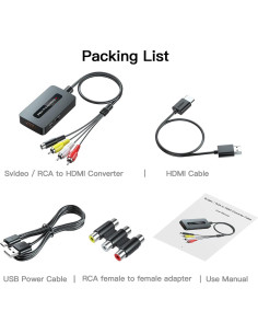 Convertidor RCA S-Video a HDMI Sedytetoc 720P/1080P con cables 2